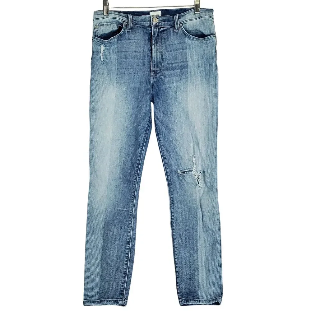 Hudson Barbara High Waist Jeans 31 Distressed Crop Busted Knee Granola Girl Fall